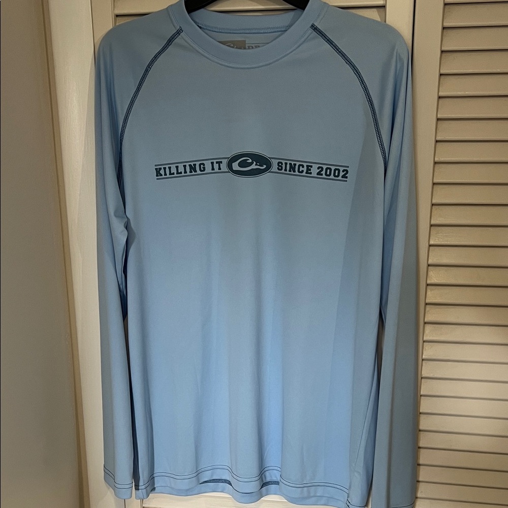 Drake Light Blue Men’s Medium Long Sleeve Fishing/Sun Shirt EUC
